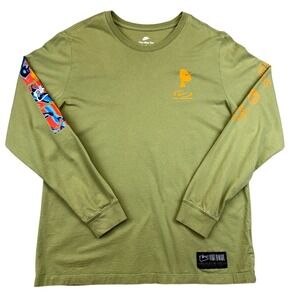 Nike Worldwide Shirt Mens XL Green Long Sleeve Graphic Tee Globes Logos